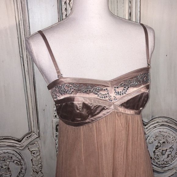 Miss Me Collection Blush and Rhinestone Accented Spaghetti Strap Silk Dress - Picture 2 of 12